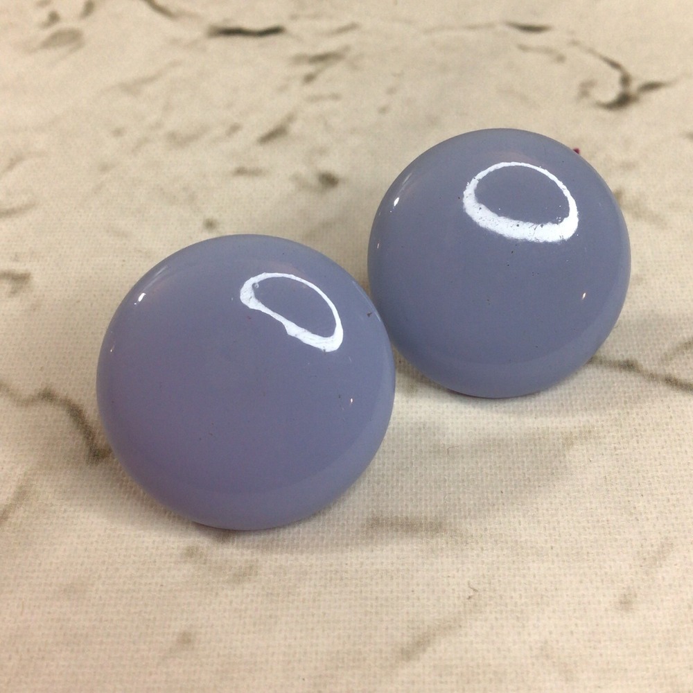 Vintage 80's Stud Earrings Lavender Round 3D Retro‎ Womens Fashion